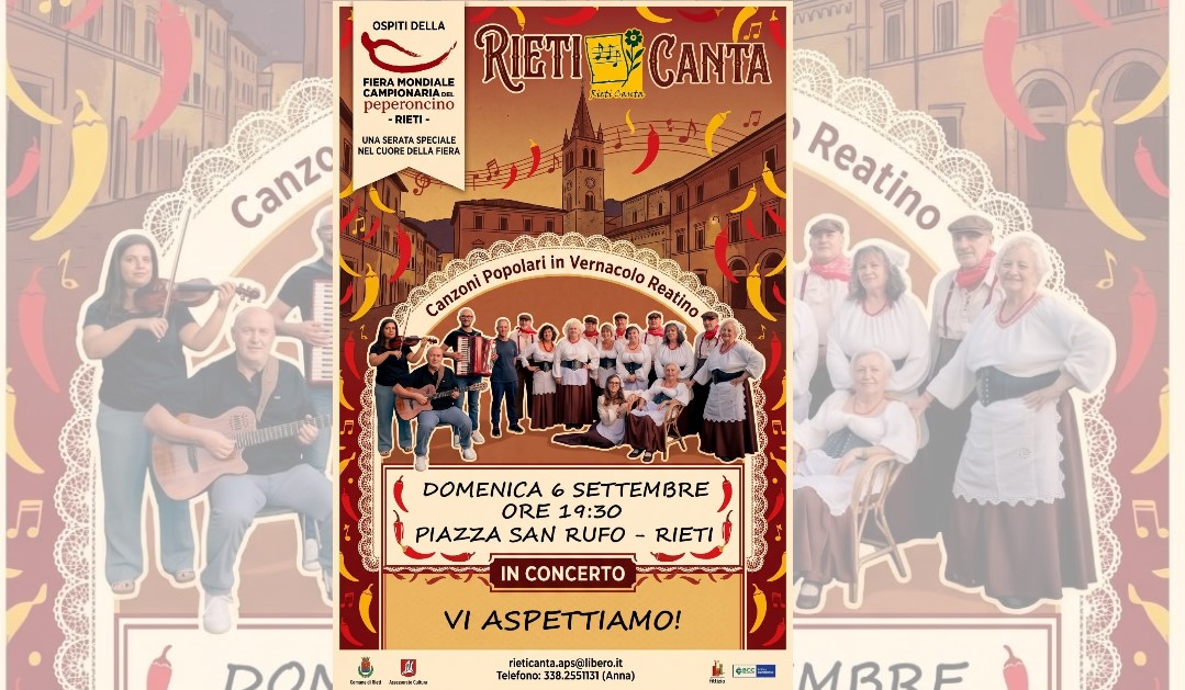 Domenica 6 settembre “Rieti Canta” alla Fiera mondiale campionaria del Peperoncino