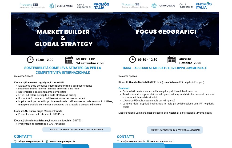 Internalizzazione: webinar gratuiti riservati alle imprese