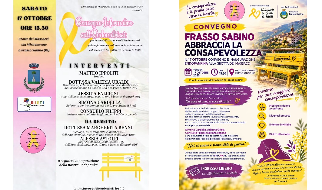 Frasso Sabino abbraccia la consapevolezza: arriva la Panchina Gialla simbolo dell’Endometriosi