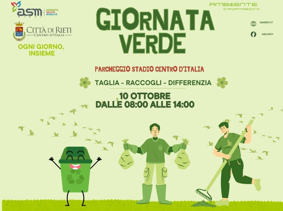 Sabato 10 ottobre, la Giornata Verde allo Stadio